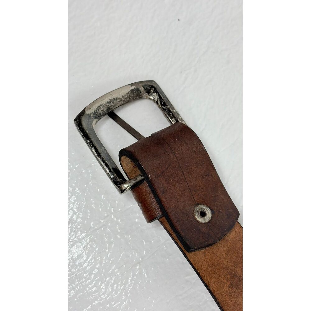 Peru Belt Brown Leather Embossed Celestial Animal Motifs Silver Buckle 58" - Picture 15 of 15